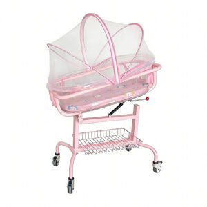 Hospital Baby Crib with Adjustable Height and Transparent Bassinet